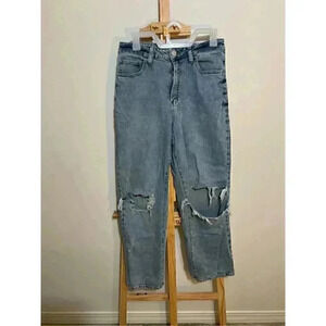 SO jeans size 11/30 highest rise baggy dad jeans distressed